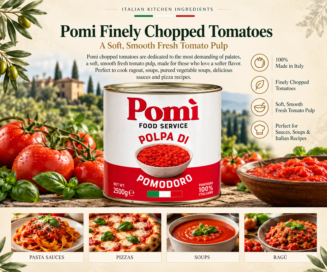 Pomi Food Service finely chopped tomatoes